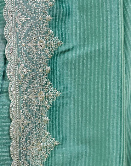 Light Turquoise Silk Embroidery Embellished  Saree