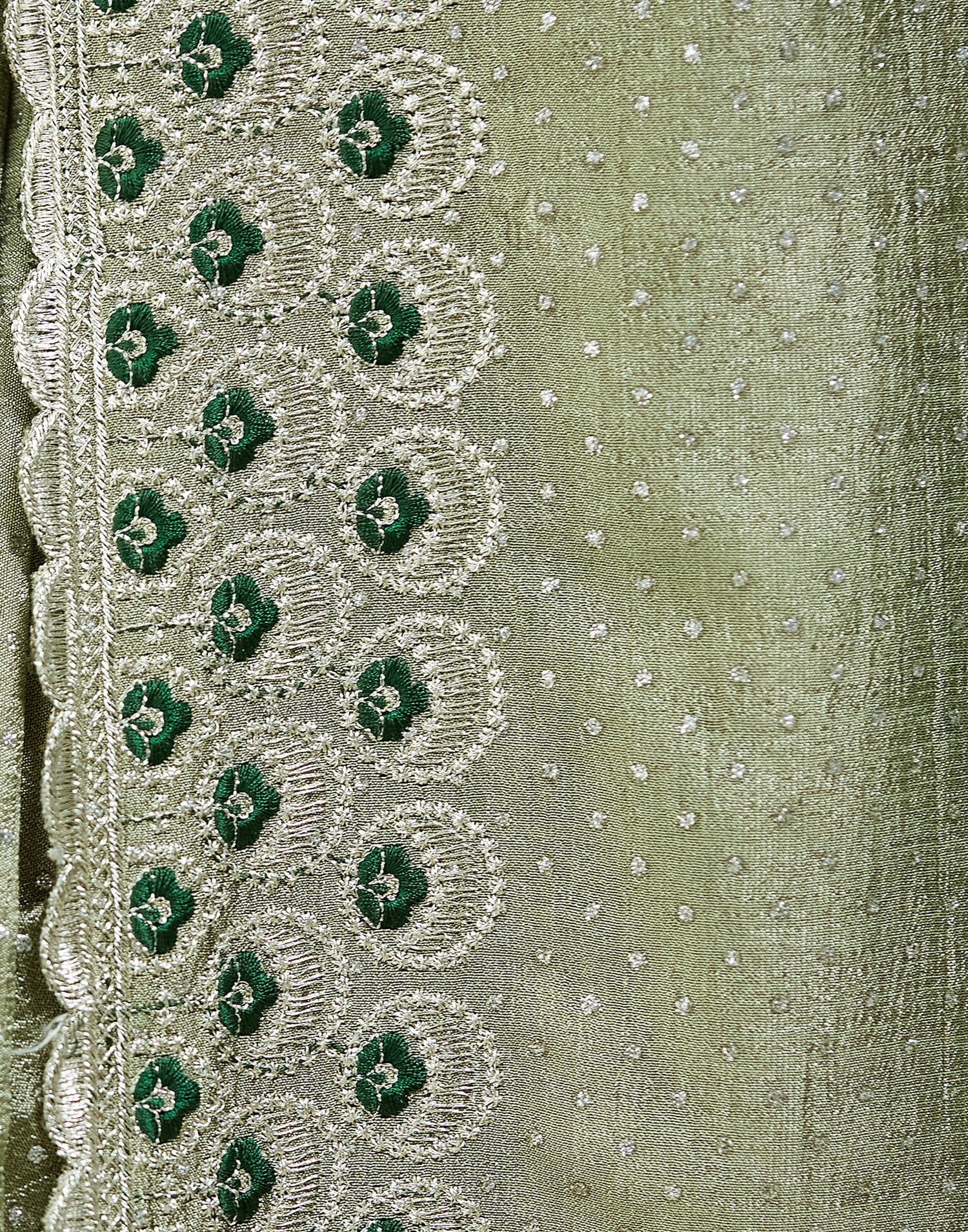 Light sage Green Silk Embroidery Embellished  Saree