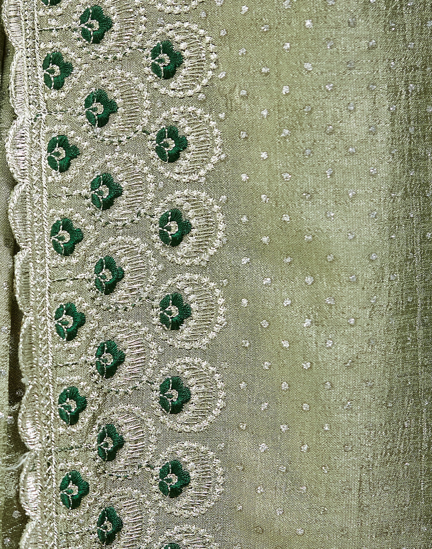 Light sage Green Silk Embroidery Embellished  Saree