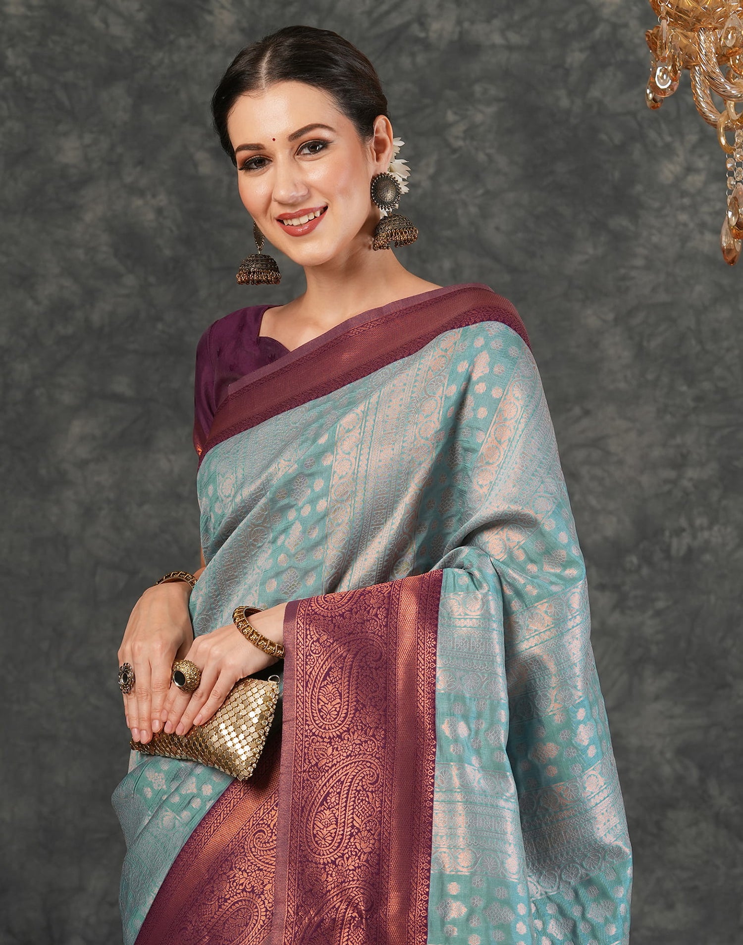 Blue Silk Woven Kanjivaram Saree