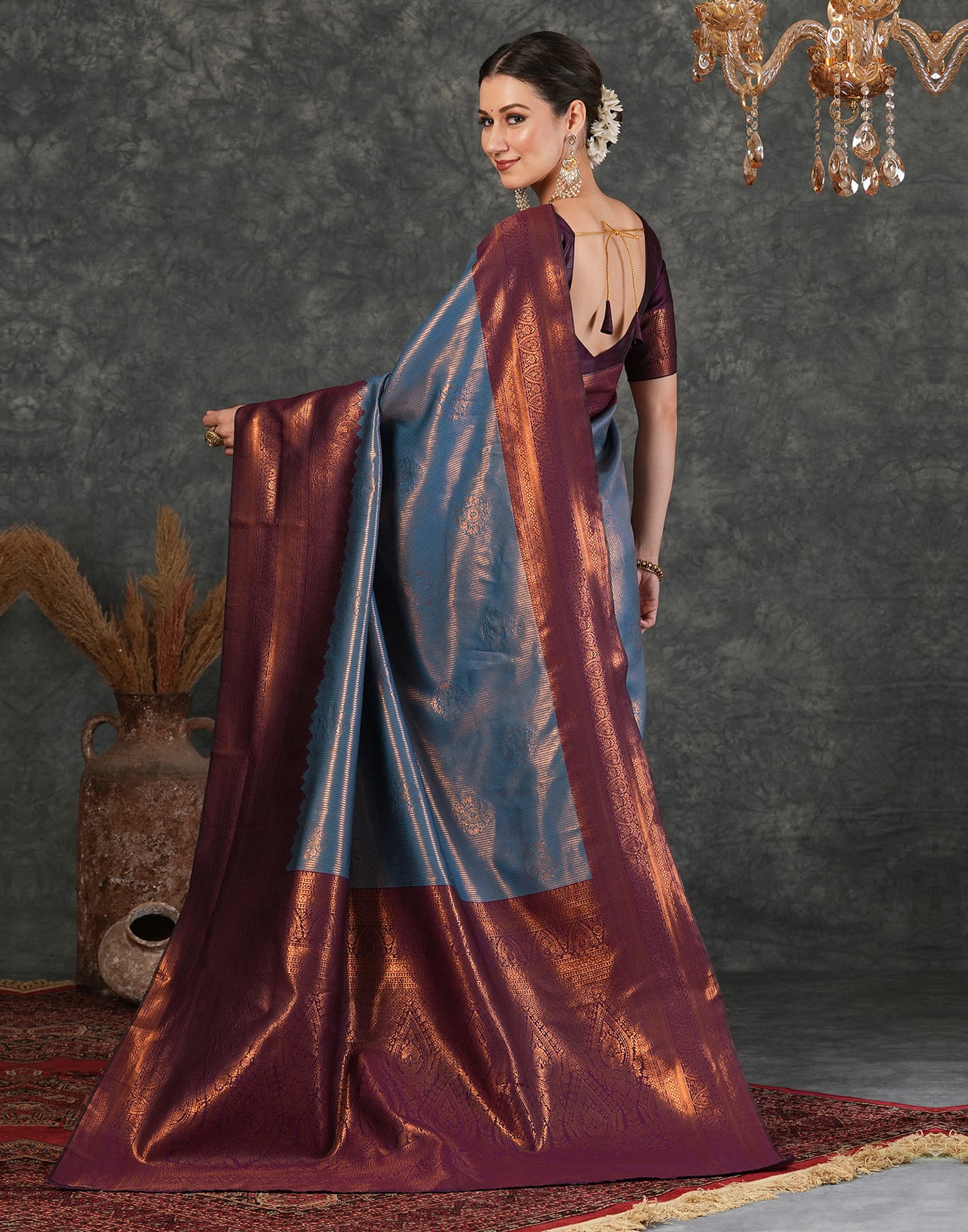 Blue Silk Woven Kanjivaram Saree