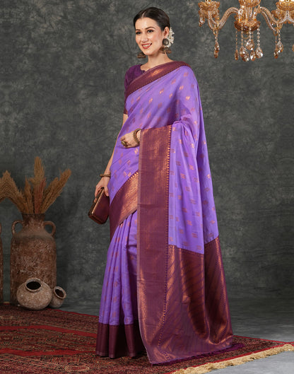 Lavender Silk Woven Kanjivaram Saree