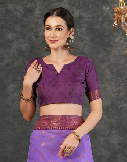 Lavender Silk Woven Kanjivaram Saree