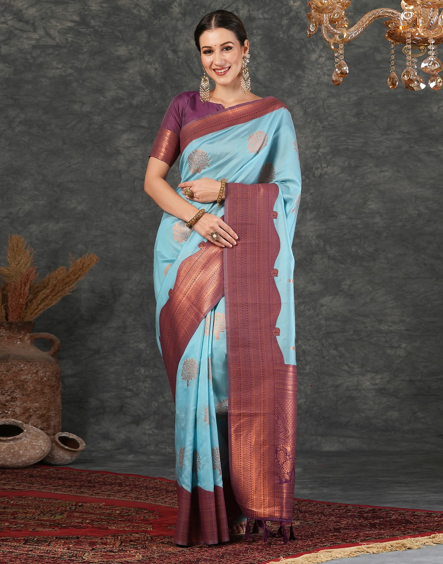 Blue Silk Woven Kanjivaram Saree