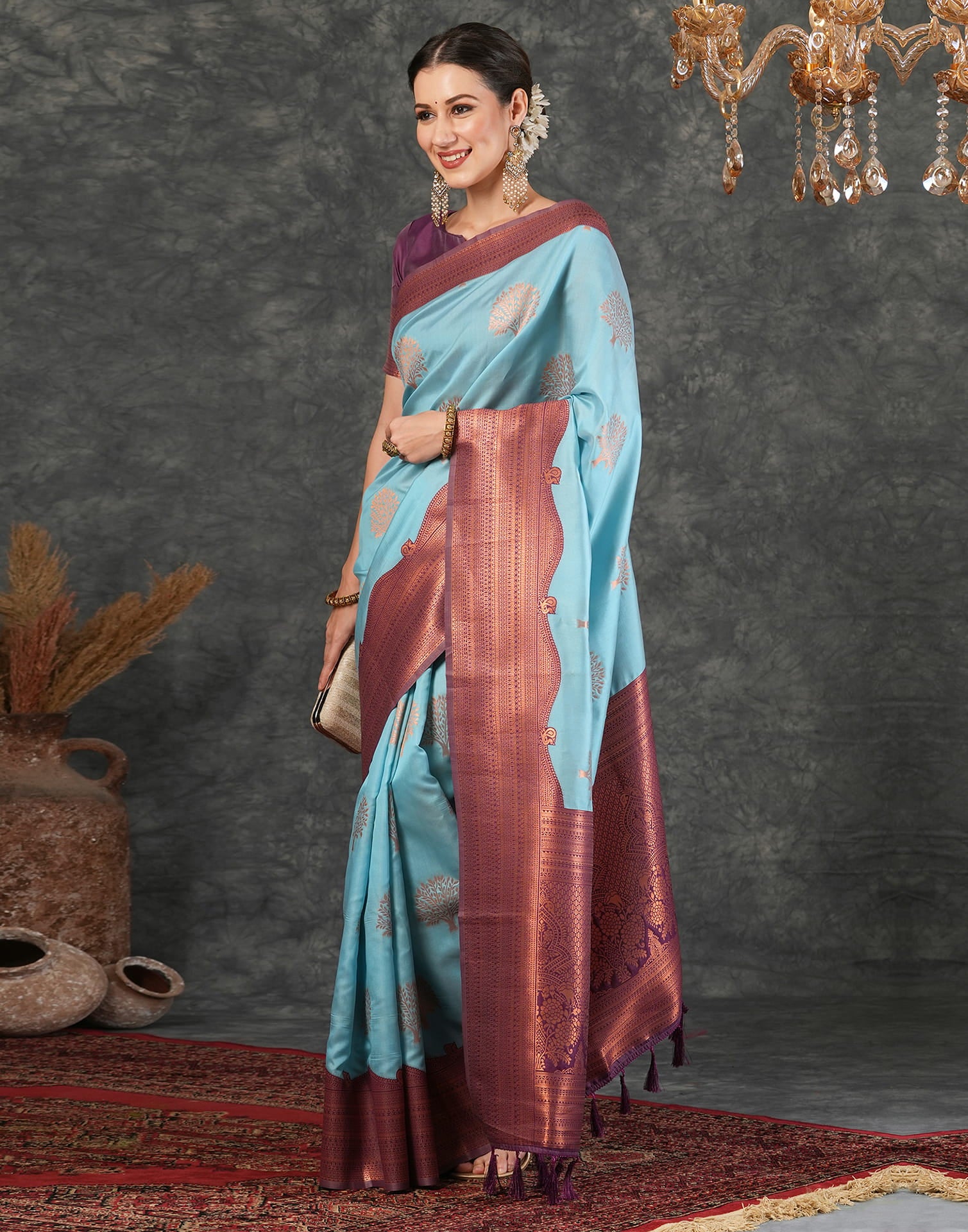 Blue Silk Woven Kanjivaram Saree