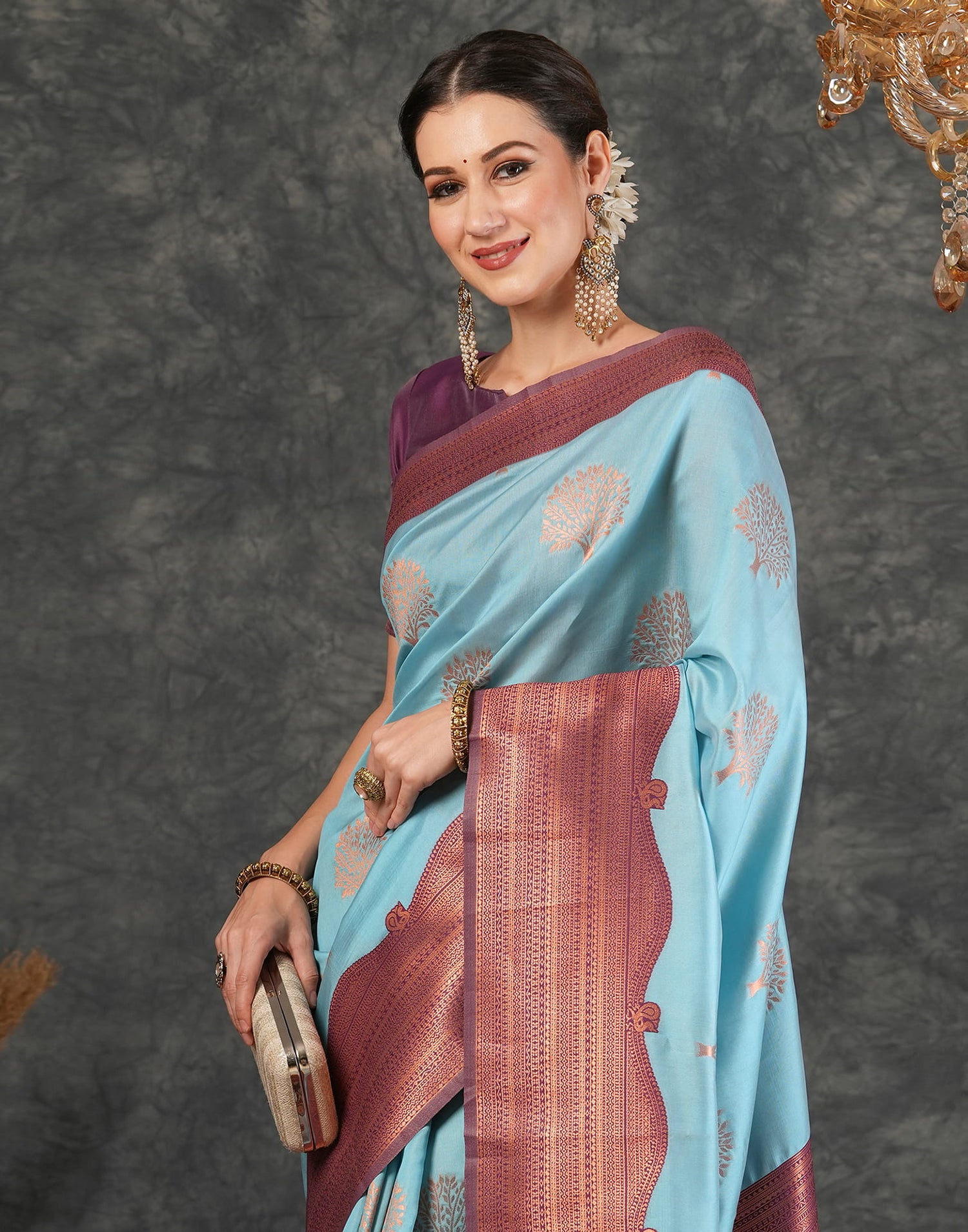 Blue Silk Woven Kanjivaram Saree