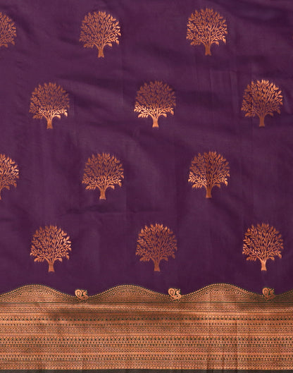 Wine Silk Woven Kanjivaram Saree