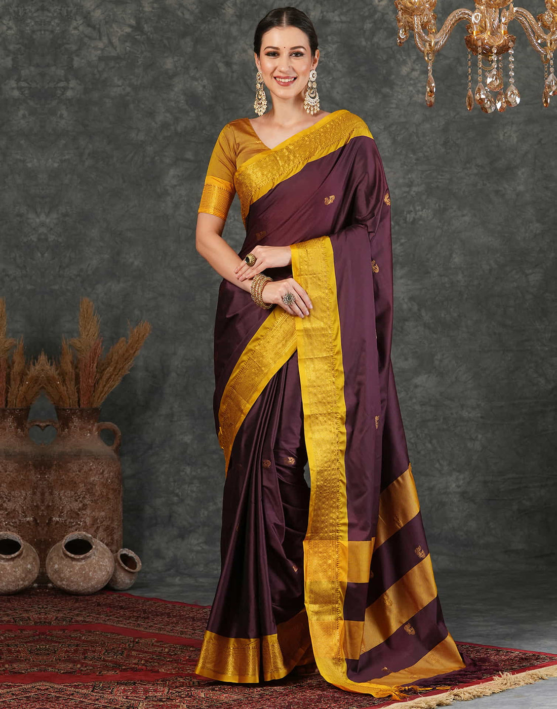 Brown Silk Woven Kanjivaram Saree