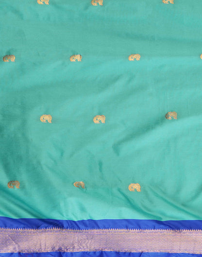 Turquoise Silk Weaving Kanjivaram Saree