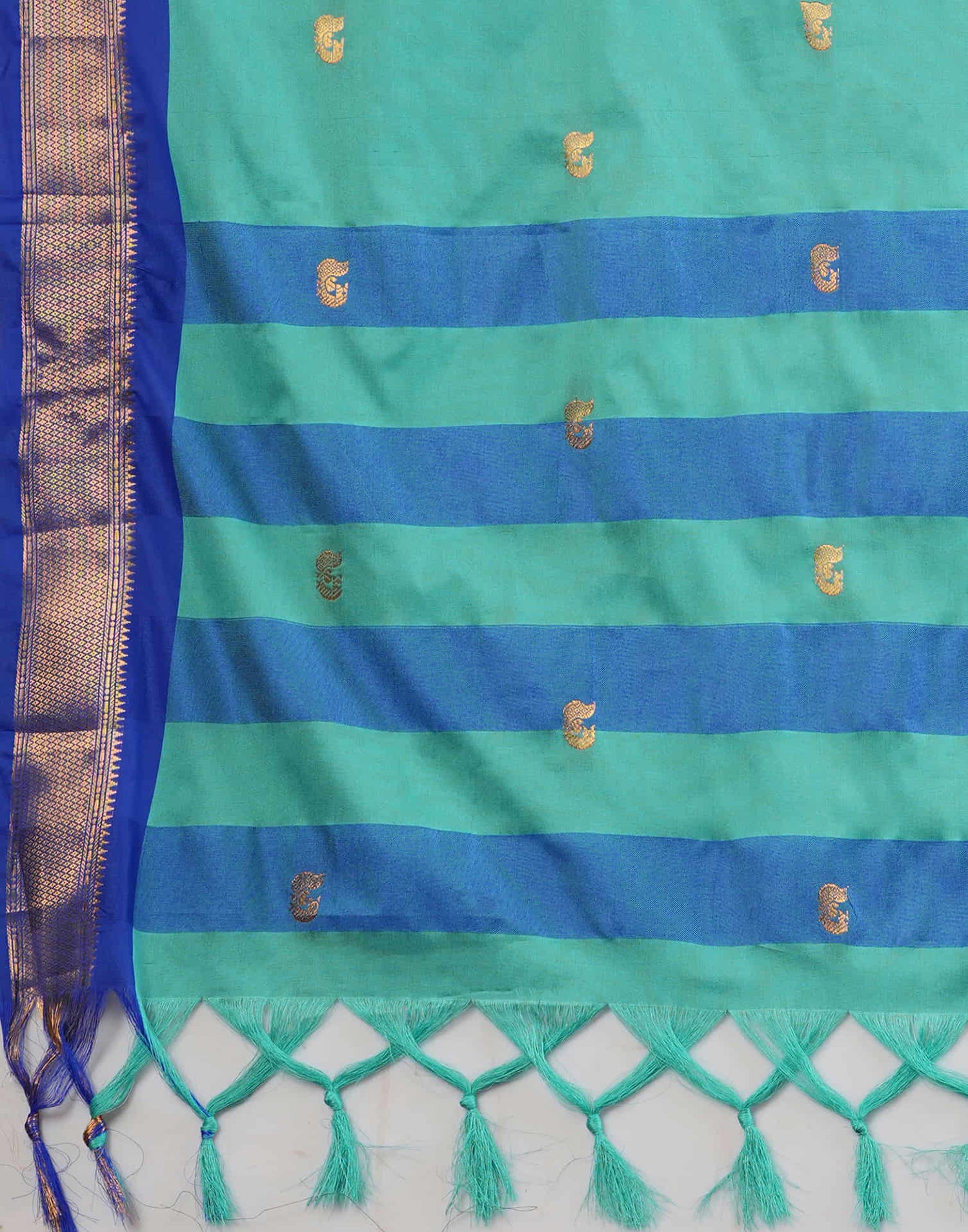 Turquoise Silk Weaving Kanjivaram Saree