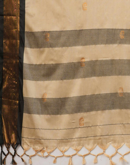 Beige Silk Weaving Kanjivaram Saree