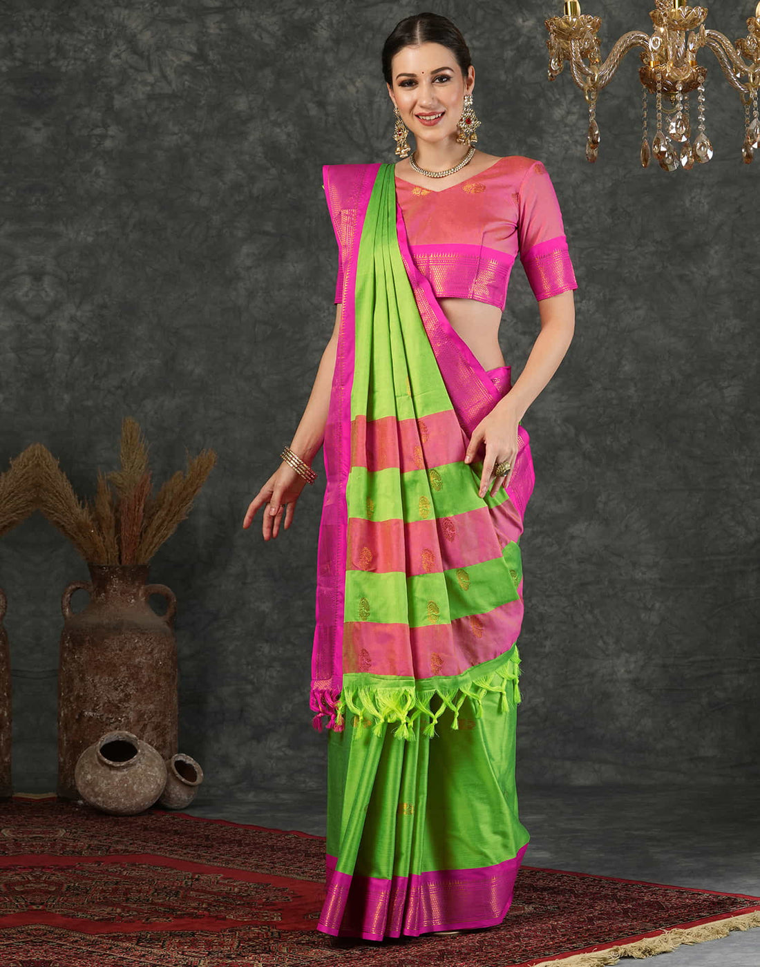 Green Silk Woven Kanjivaram Saree