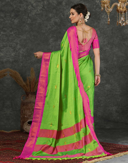 Parrot Green Silk Weaving Kanjivaram Saree