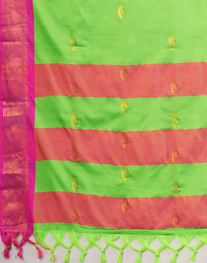 Parrot Green Silk Weaving Kanjivaram Saree