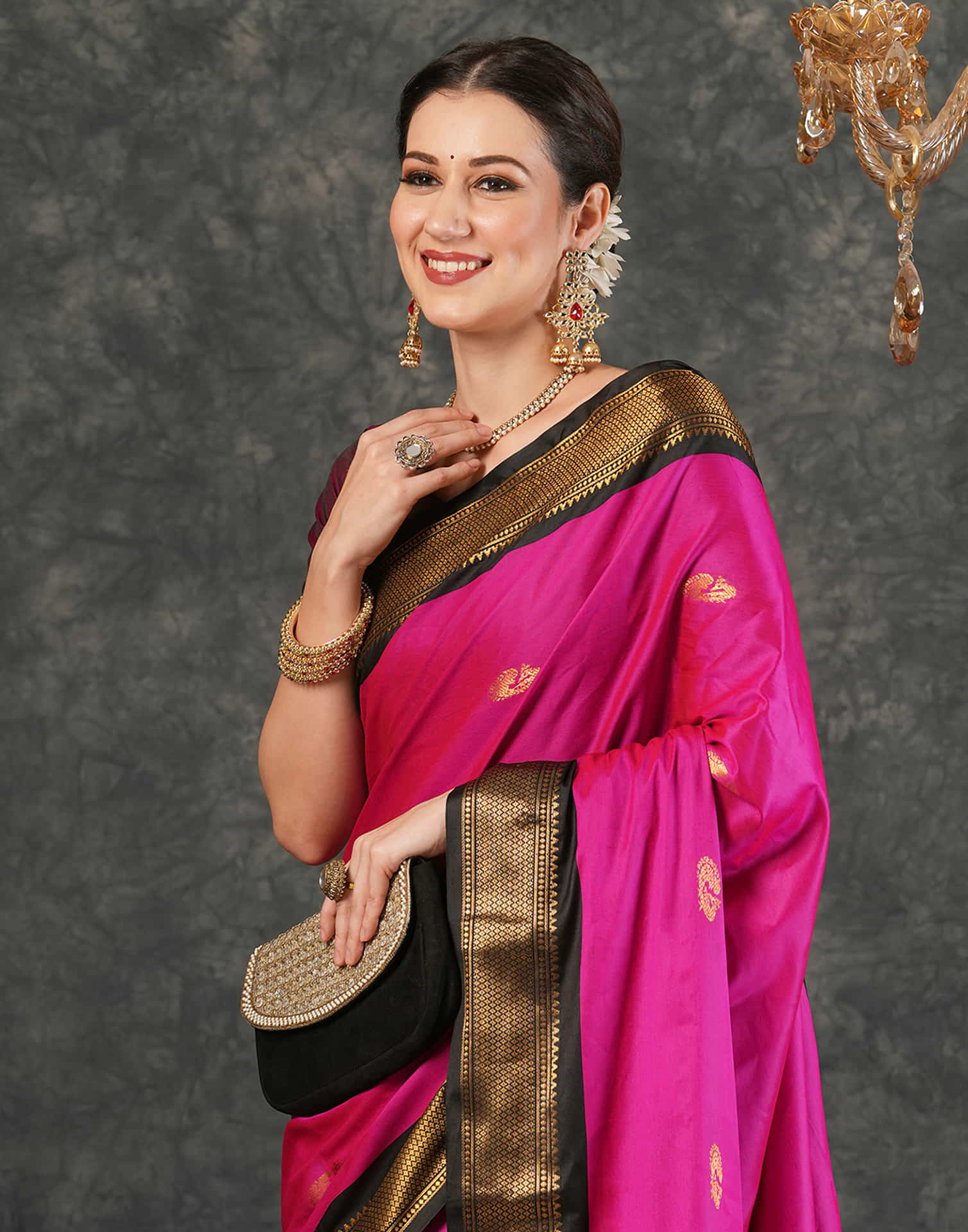 Rani Pink Silk Weaving Kanjivaram Saree