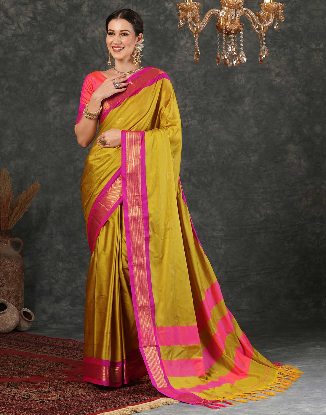 Yellow Silk Woven Kanjivaram Saree