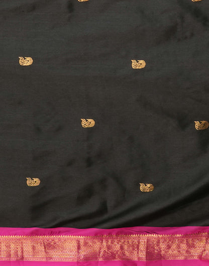 Black Silk Weaving Kanjivaram Saree