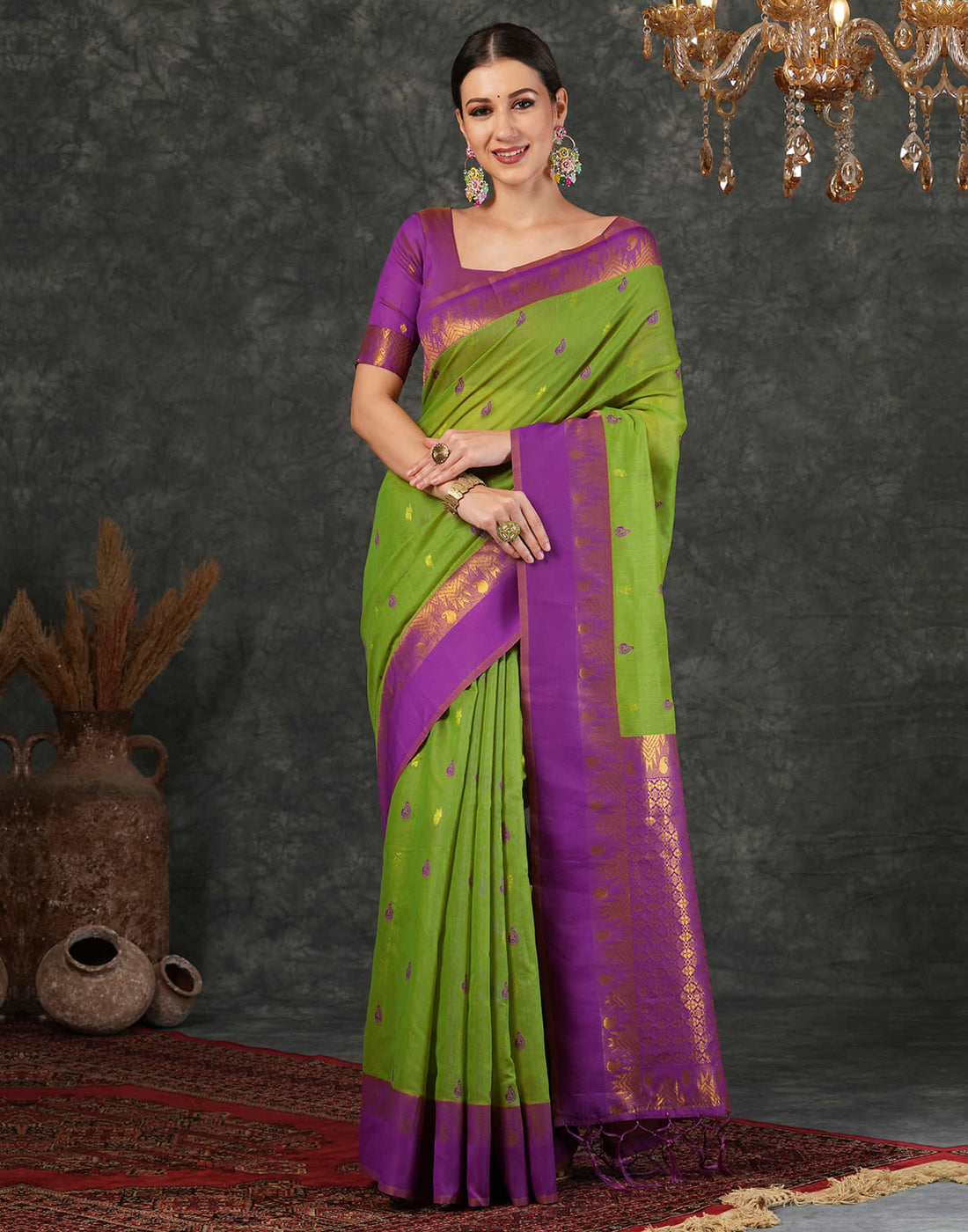 Green Silk Woven Kanjivaram Saree