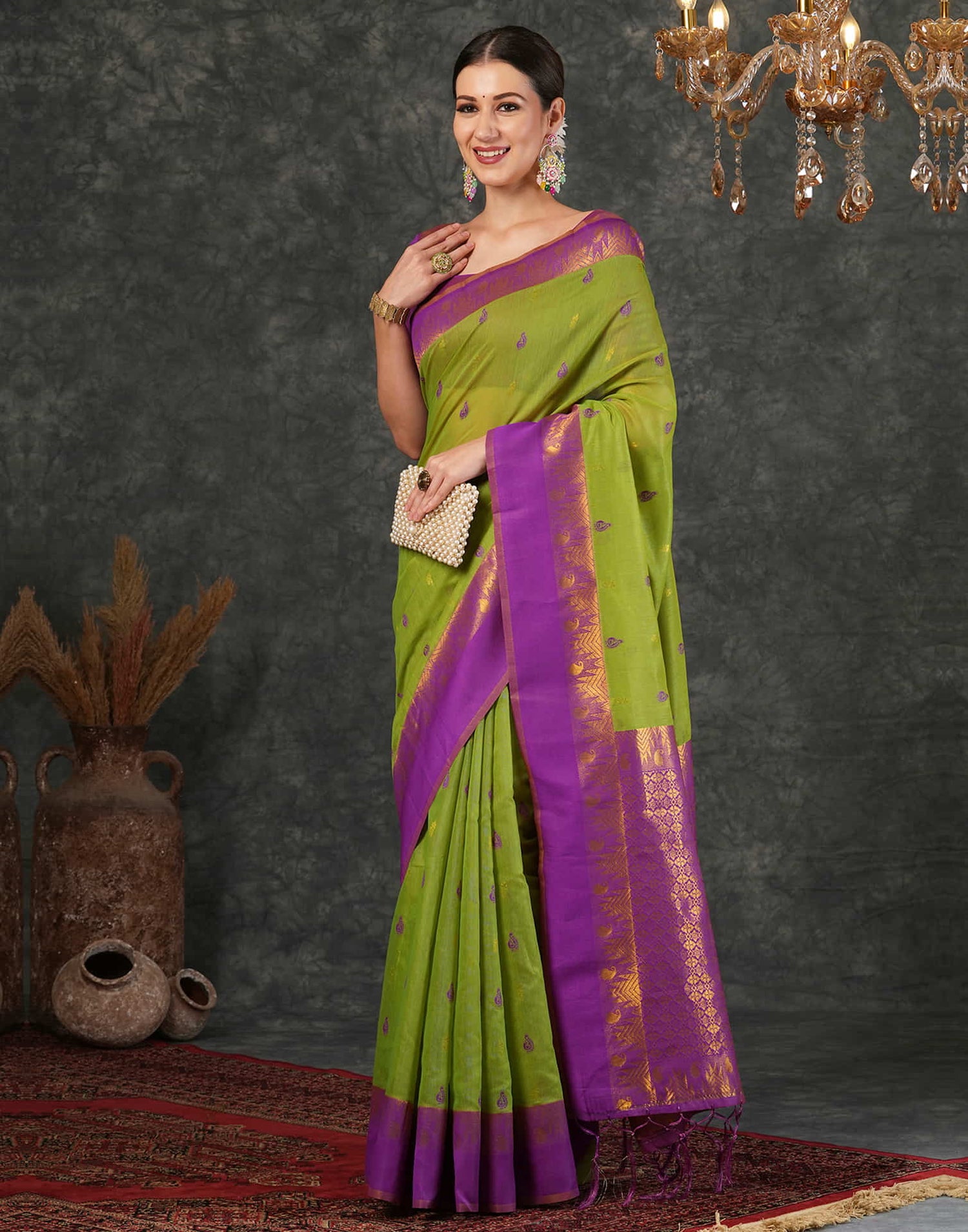 Green Silk Weaving Kanjivaram Saree