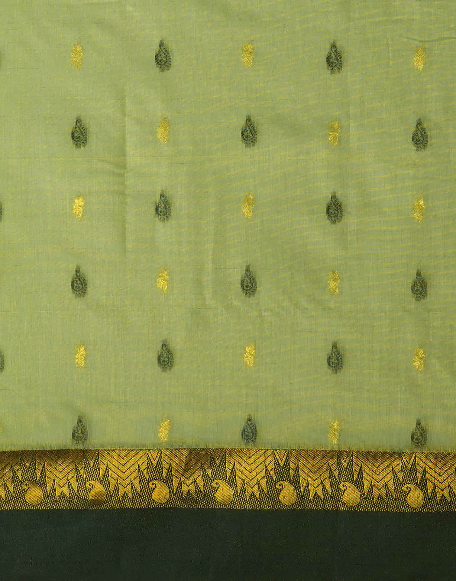 Pista Green Cotton Silk Weaving Kanjivaram Saree