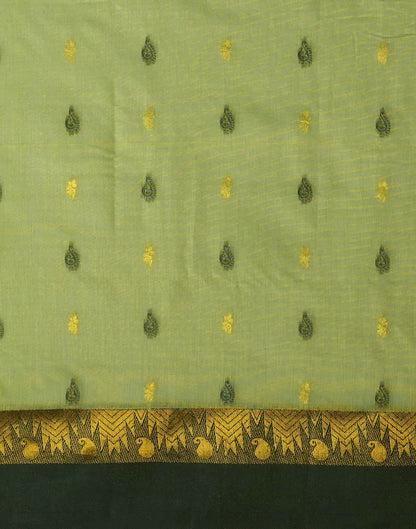 Green Cotton Silk Woven Kanjivaram Saree