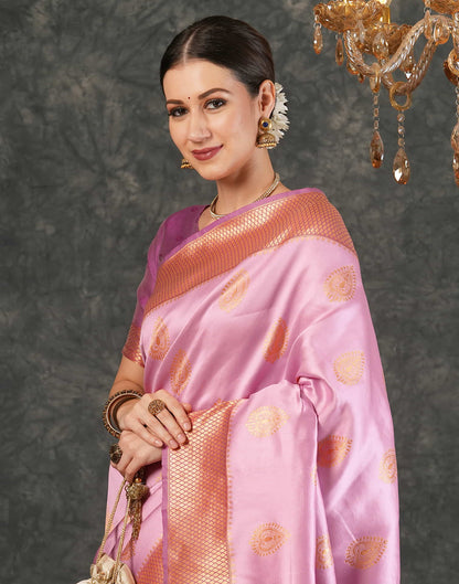 Light Pink Silk Weaving Kanjivaram Saree