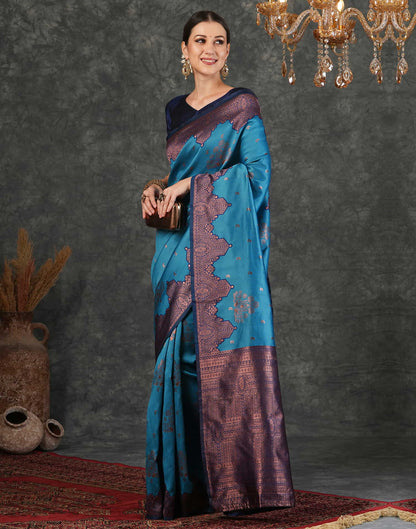 Sky Blue Silk Weaving Kanjivaram Saree