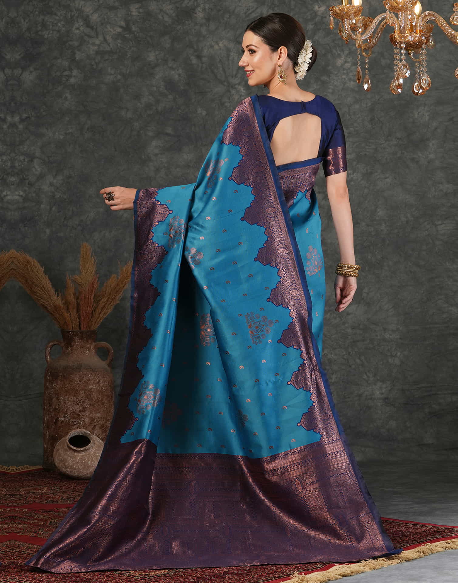 Sky Blue Silk Weaving Kanjivaram Saree