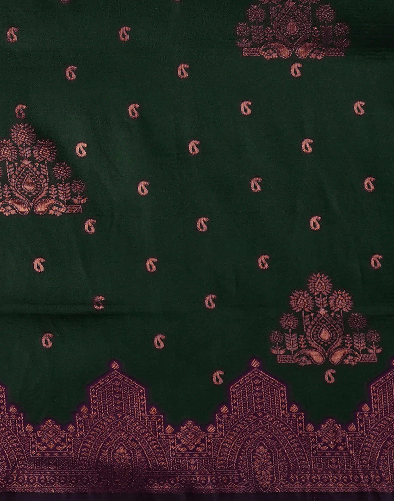 Dark Green Silk Weaving Kanjivaram Saree