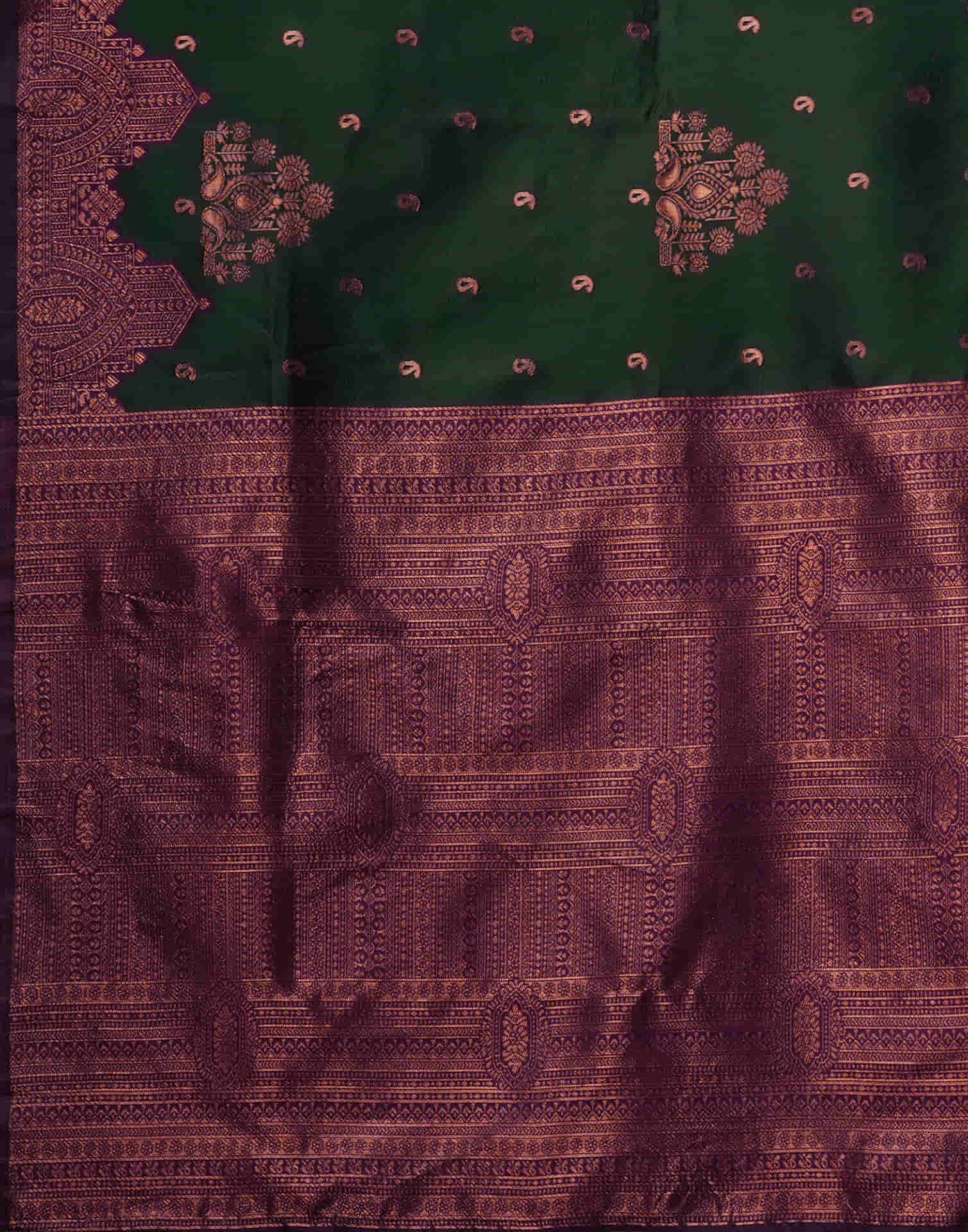 Dark Green Silk Weaving Kanjivaram Saree