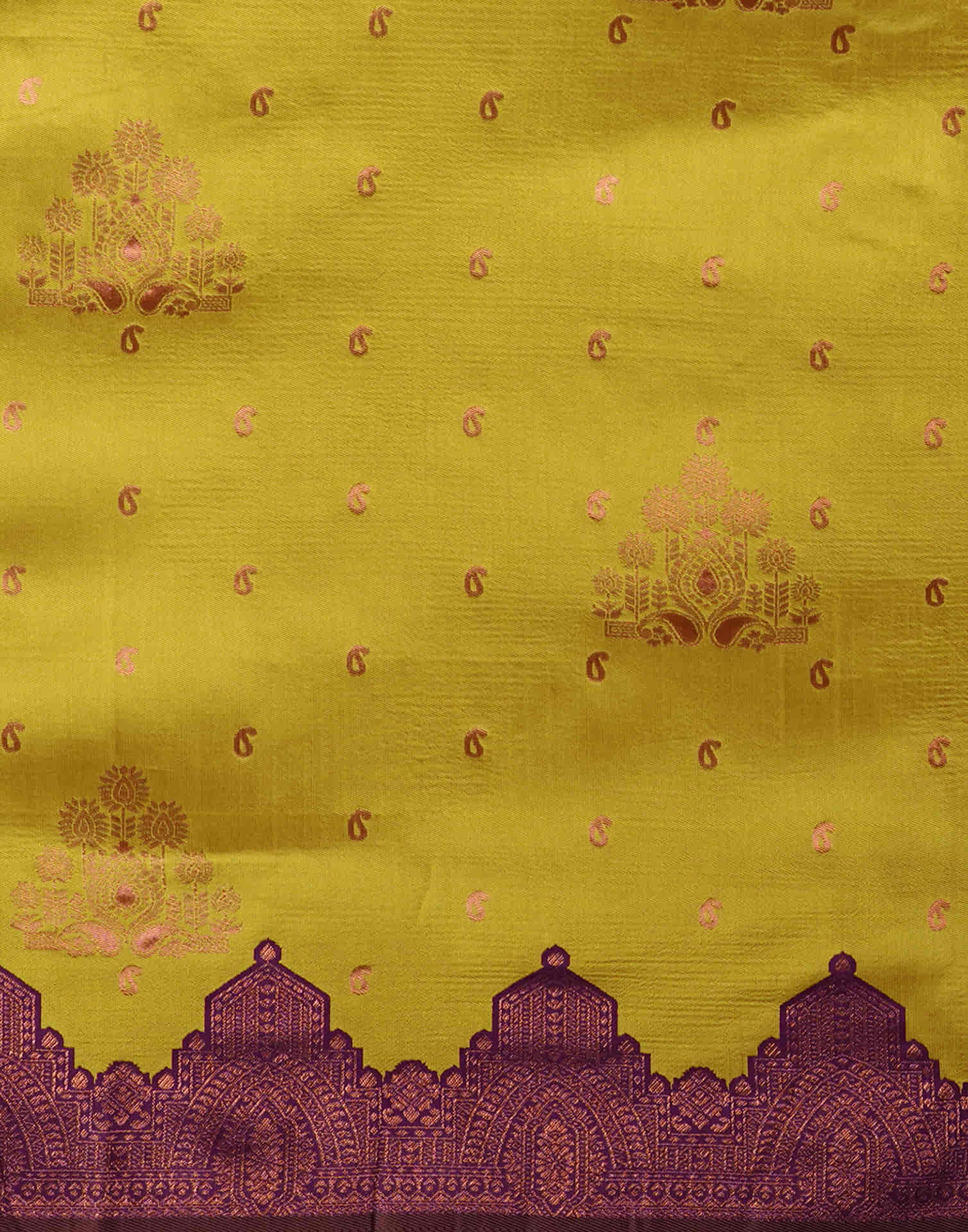 Mustard Yellow Silk Weaving Kanjivaram Saree