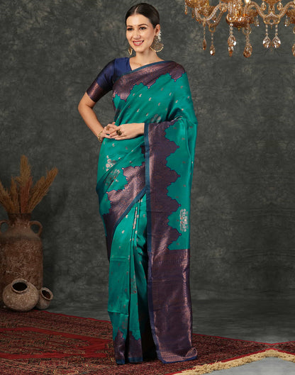 Teal Green Silk Weaving Kanjivaram Saree