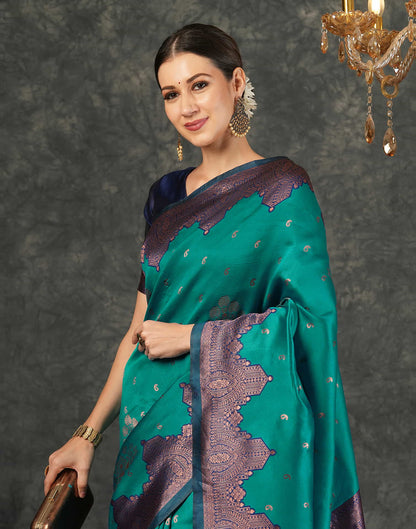 Teal Green Silk Weaving Kanjivaram Saree