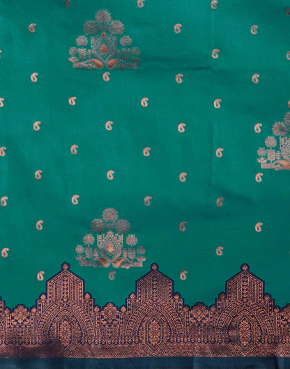 Teal Green Silk Weaving Kanjivaram Saree