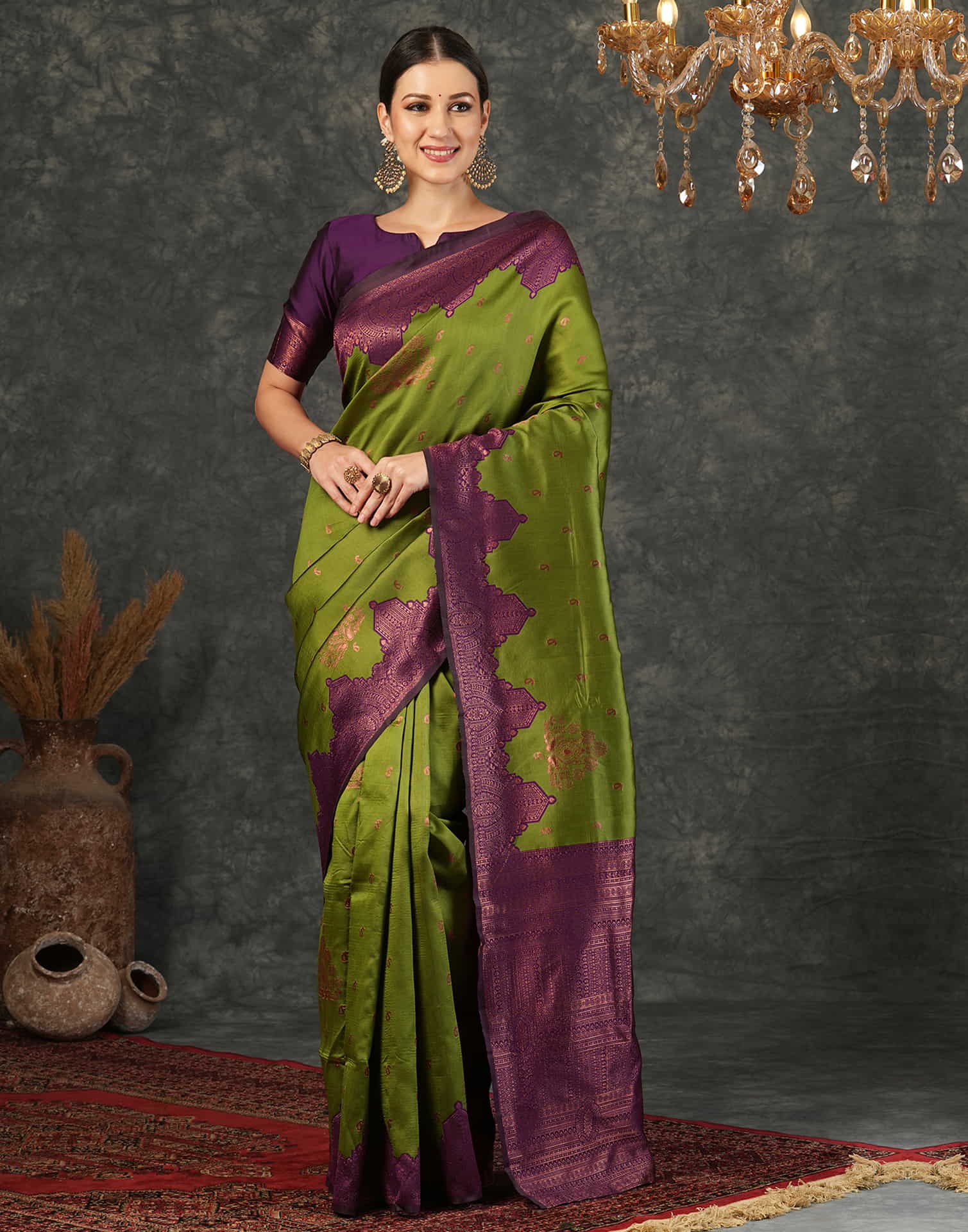 Green Silk Weaving Kanjivaram Saree