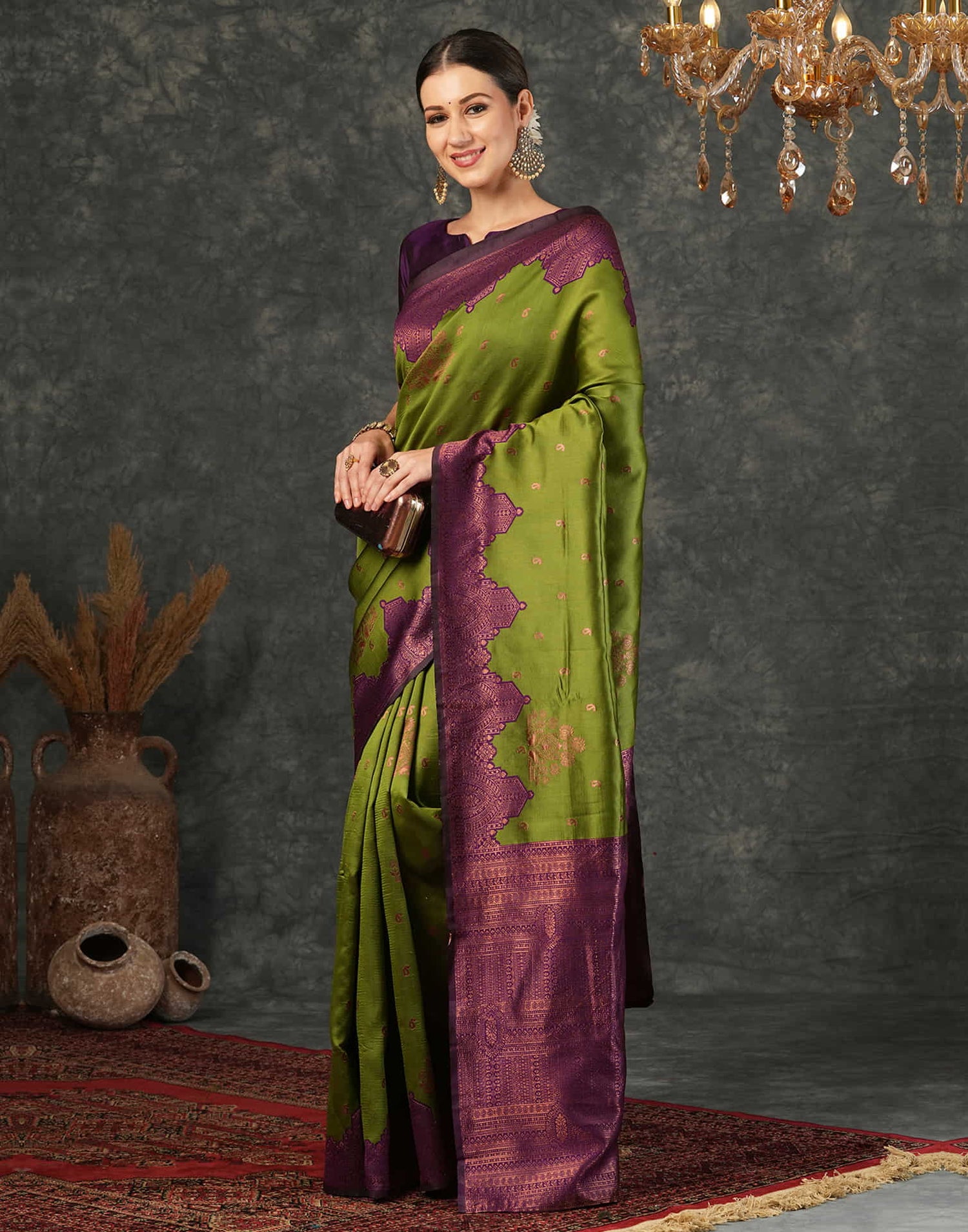 Green Silk Weaving Kanjivaram Saree