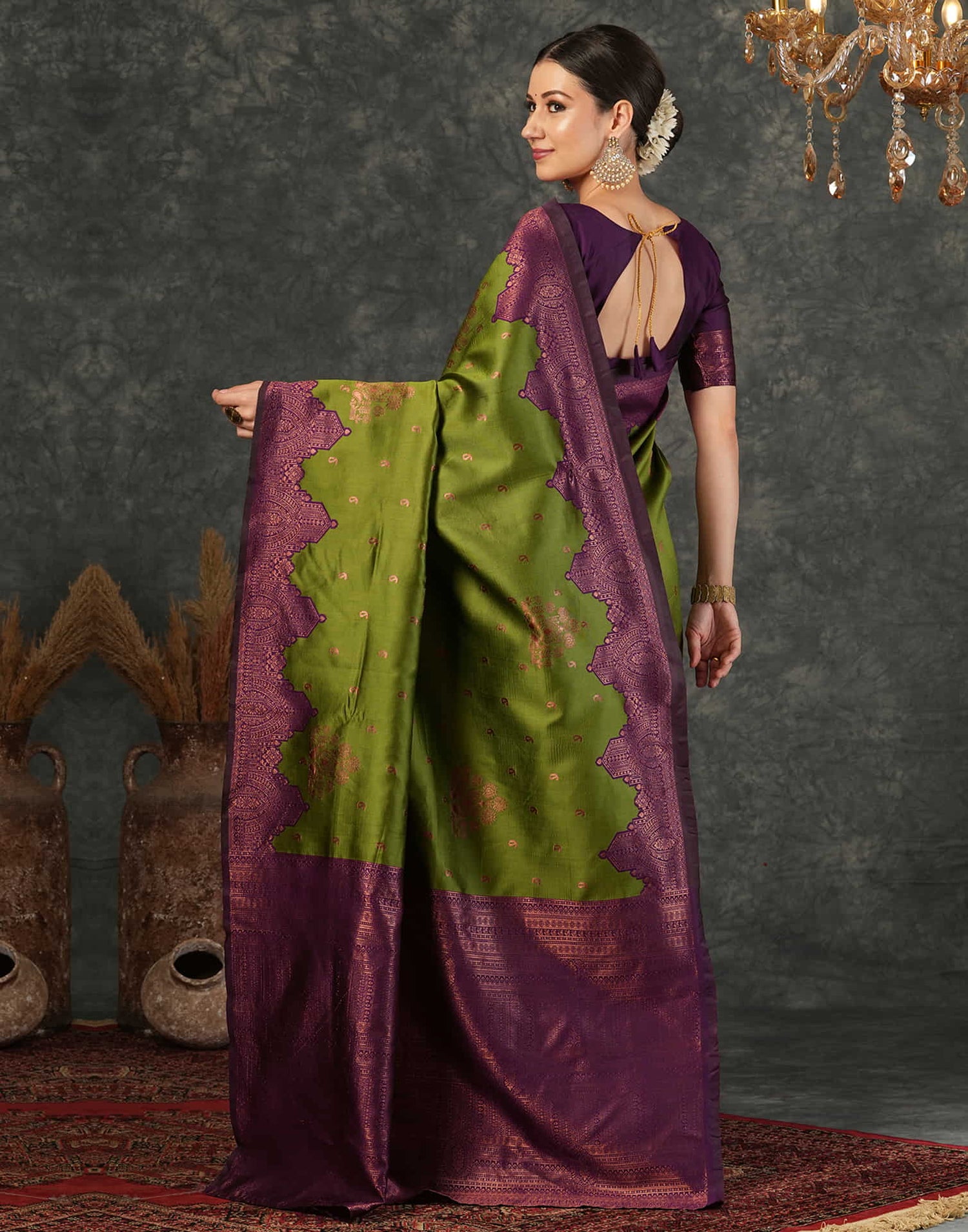 Green Silk Weaving Kanjivaram Saree