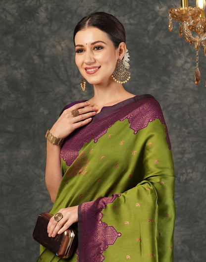 Green Silk Weaving Kanjivaram Saree