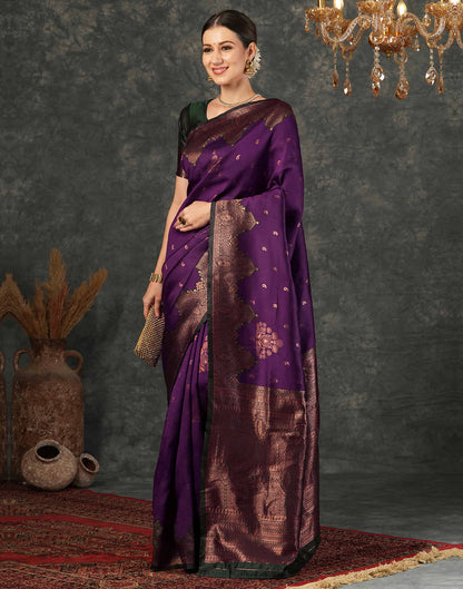 Dark Purple Silk Weaving Kanjivaram Saree