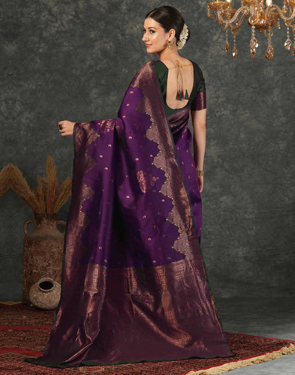 Dark Purple Silk Weaving Kanjivaram Saree