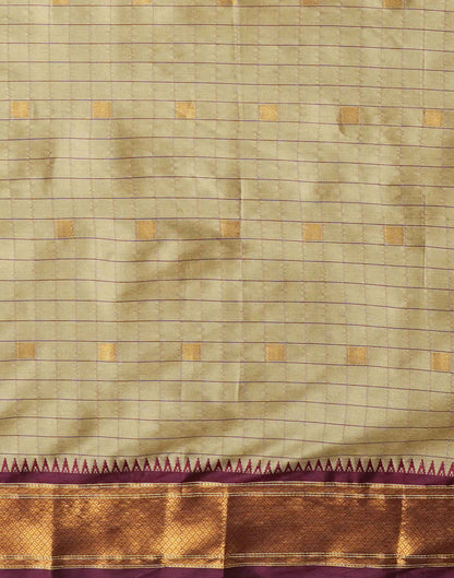 Beige Silk Weaving Kanjivaram Saree