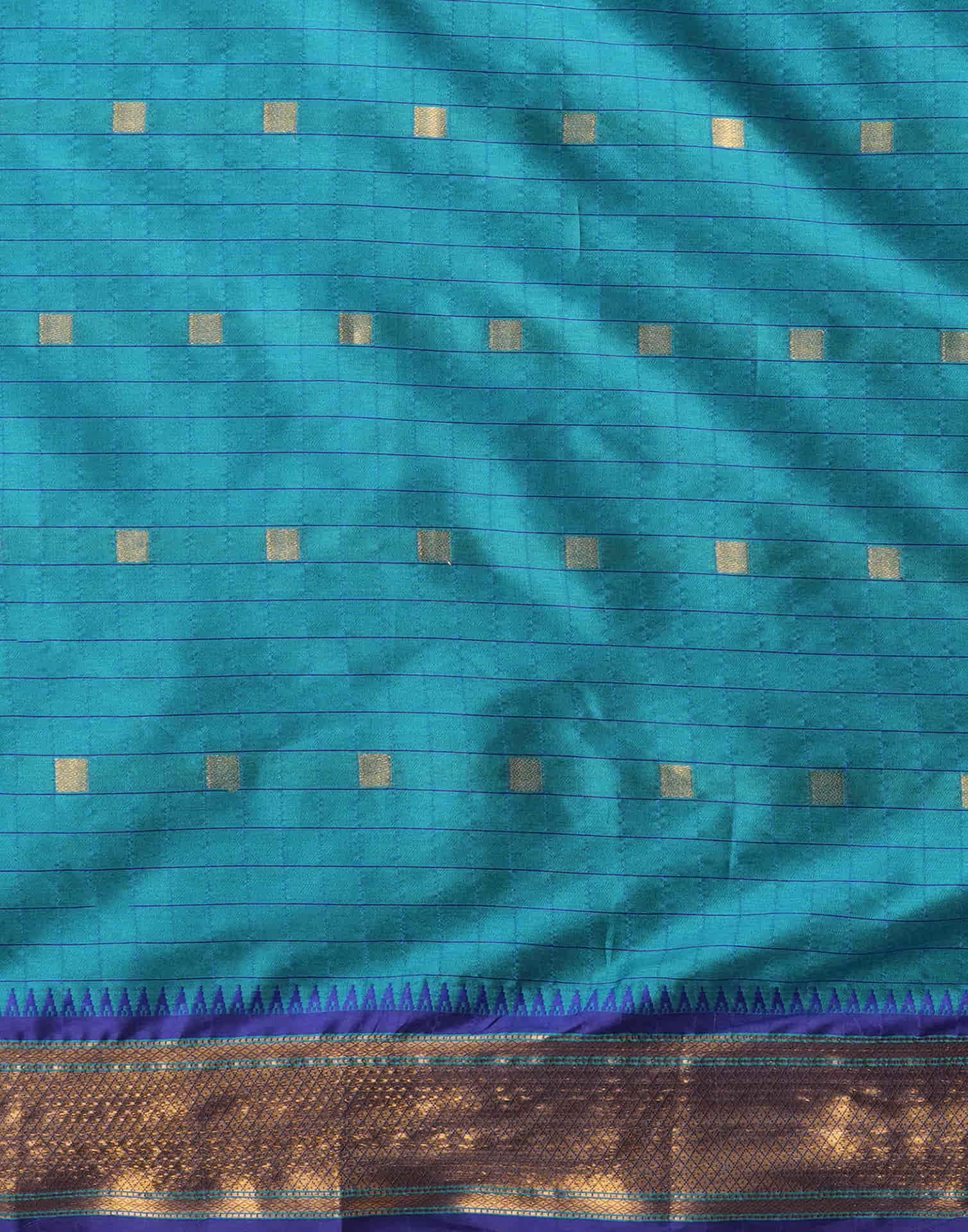 Teal Blue Silk Weaving Kanjivaram Saree