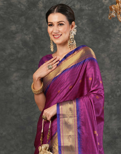 Dark Pink Silk Weaving Kanjivaram Saree