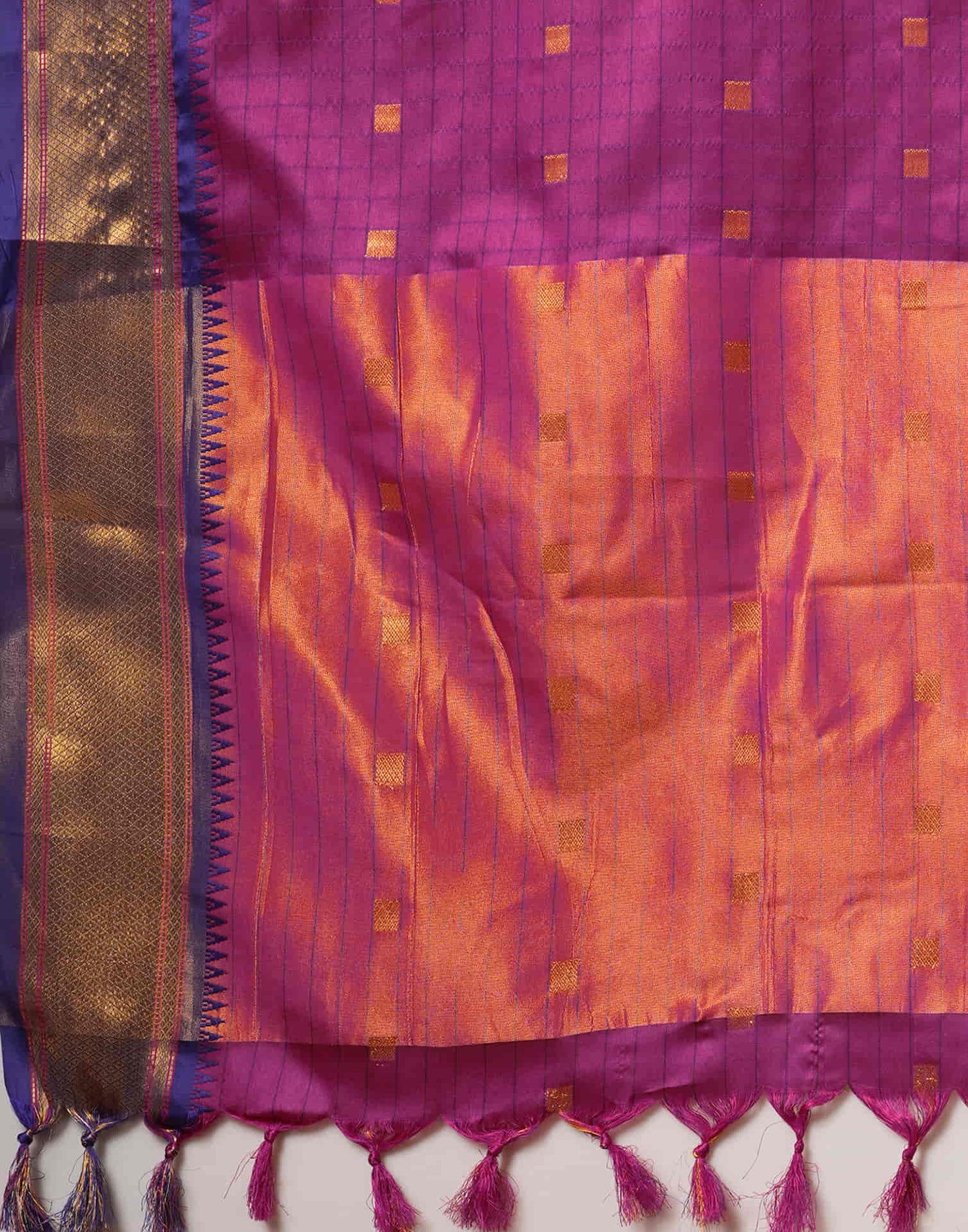 Dark Pink Silk Weaving Kanjivaram Saree