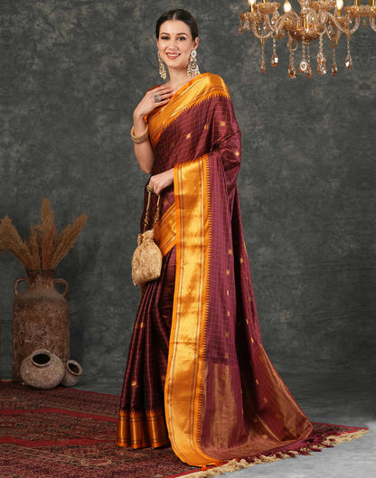 Maroon Silk Weaving Kanjivaram Saree