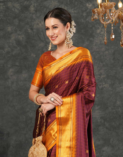 Maroon Silk Weaving Kanjivaram Saree