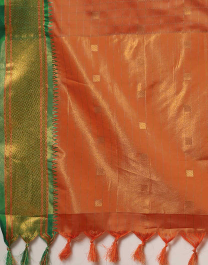 Orange Silk Weaving Kanjivaram Saree