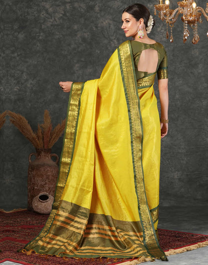 Yellow Silk Weaving Kanjivaram Saree