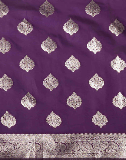 Wine Silk Woven Banarasi Saree