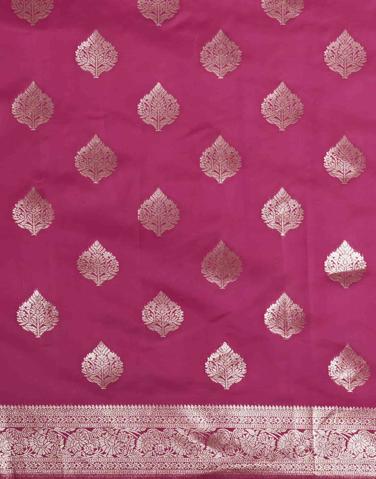 Dark Pink Silk Woven Banarasi Saree